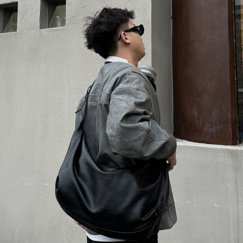 NIN高级感hobo复古单肩腋下pu大容量托特休闲流浪邮差挎包男女潮