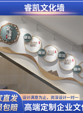 企业楼梯文化墙定制设计公司走廊楼道背景墙员工团队形象墙荣誉榜