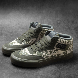 休闲鞋 HNLY 百搭潮鞋 复古中帮板鞋 街拍 CLN迷彩绿色反绒皮真皮美式