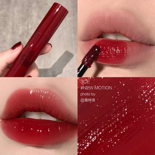 3ce镜面唇釉柿子冻口红果冻番茄血浆红水光成膜不沾杯小蜜勺唇蜜