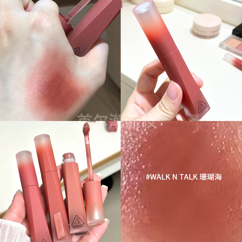 3ce唇釉杏仁奶茶色口红橘色品牌