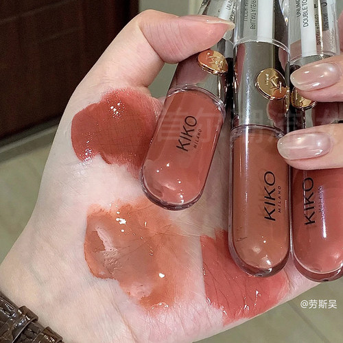 kiko唇釉双头150裸橘奶杏色镜面水光口红裸色系126唇蜜133奶茶色