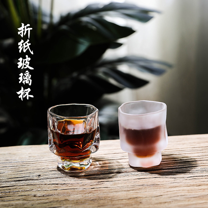 玻璃茶杯中式折纸杯清酒杯功夫杯图片