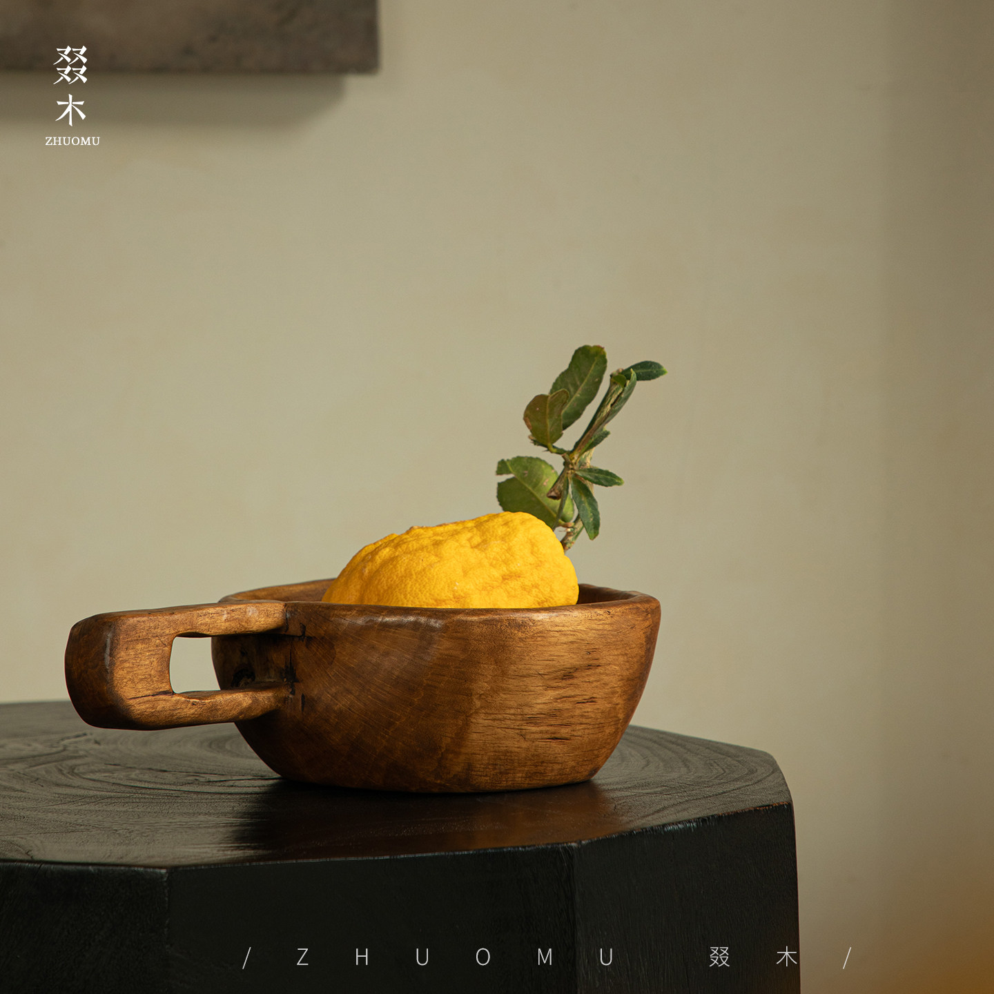 叕木/民俗物件 | 木臼摆件置物收纳实木烛台道具侘寂风家居装饰品