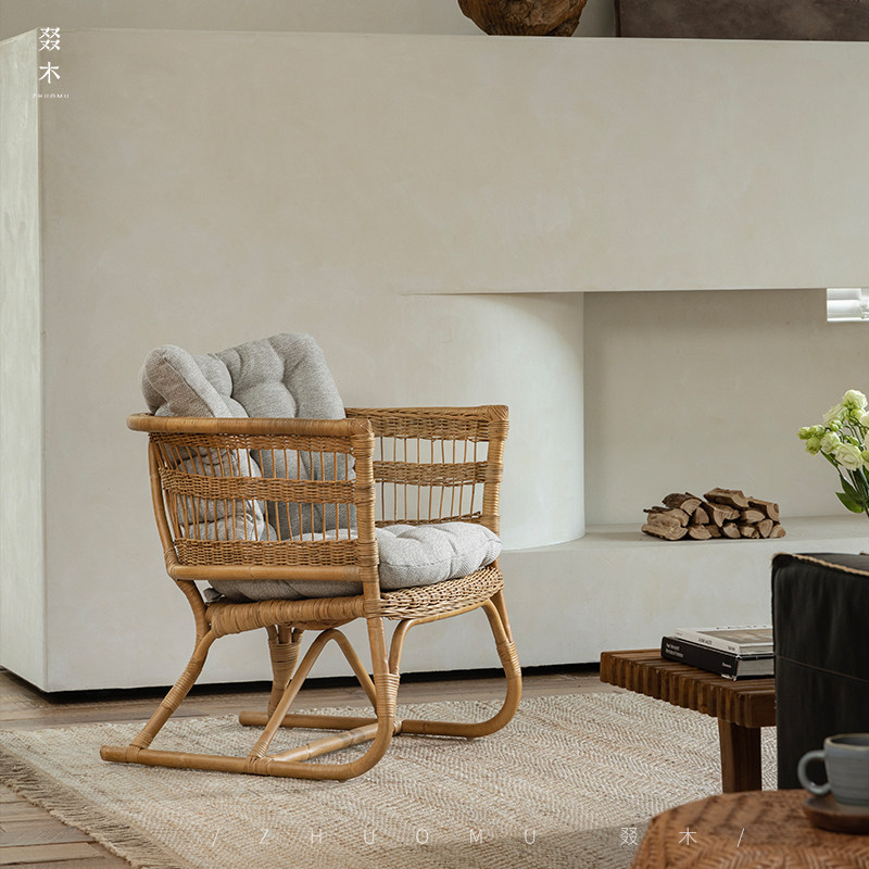 叕木|东南亚藤艺\印尼天然真藤侘寂风藤编日式休闲椅客厅阳台单椅