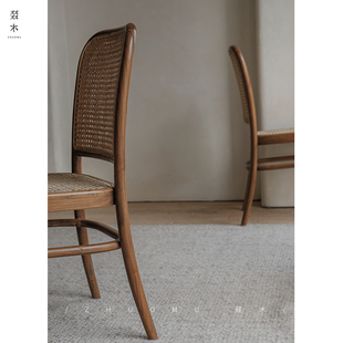 复刻设计师中古实木藤编餐椅侘寂风椅子 索耐特经典 叕木 811号椅