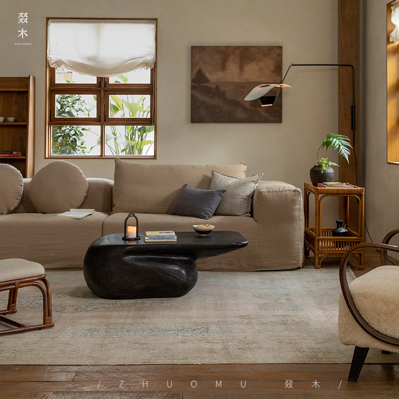 叕木侘寂风日式整木实木茶几