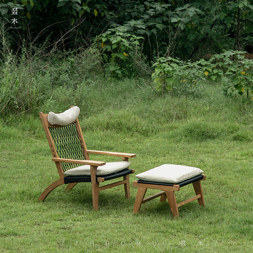 叕木进口柚木设计师椅汉斯网椅