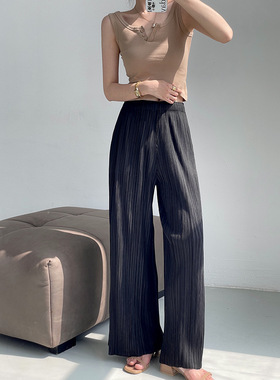 衣褶皱夏季新款时尚垂感宽松休闲裤女高级感显瘦百搭阔腿裤