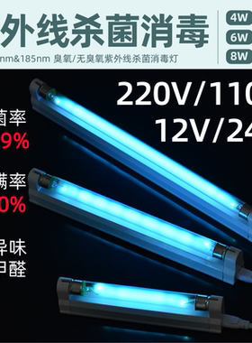 12V24V紫外线消毒灯254nm石英杀菌灯臭氧无臭氧除异味除螨灭菌灯