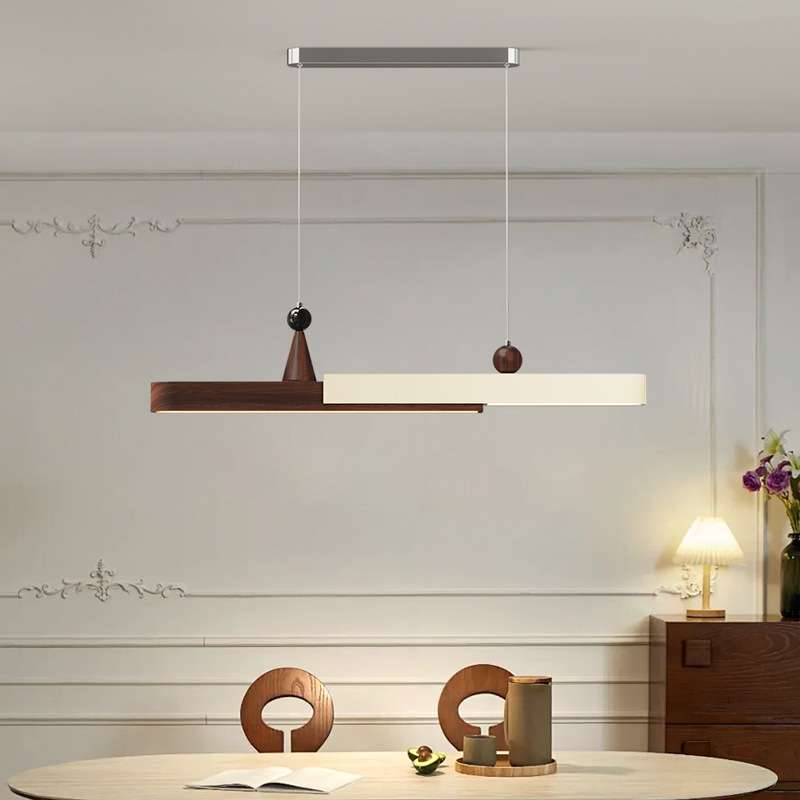 法式奶油风餐厅吊灯中古餐桌吧台灯全光谱护眼创意极简一字长条灯