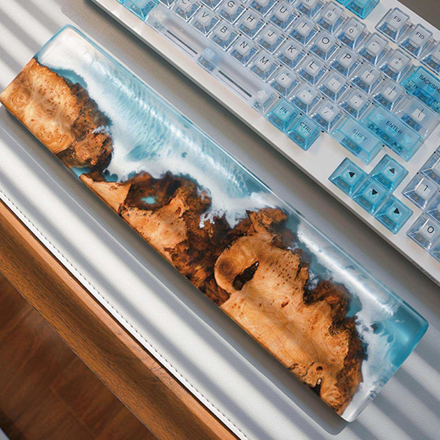 树脂海浪实木手托 机械键盘手托掌托腕托护腕垫树脂手托树脂木质