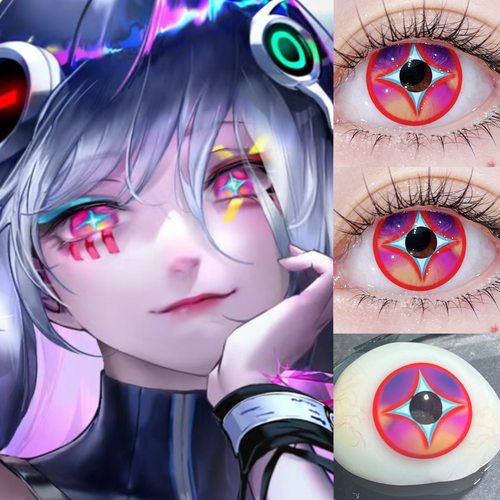 无期迷途000cos美瞳日半年抛星辰泪玫红奶油圣代粉樱花布丁舒bs
