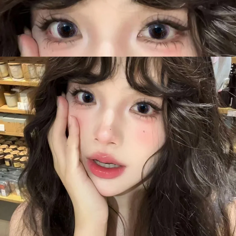 薰衣雾紫美瞳半年抛混血大直径粉紫色显色官网正品隐形眼镜8tb