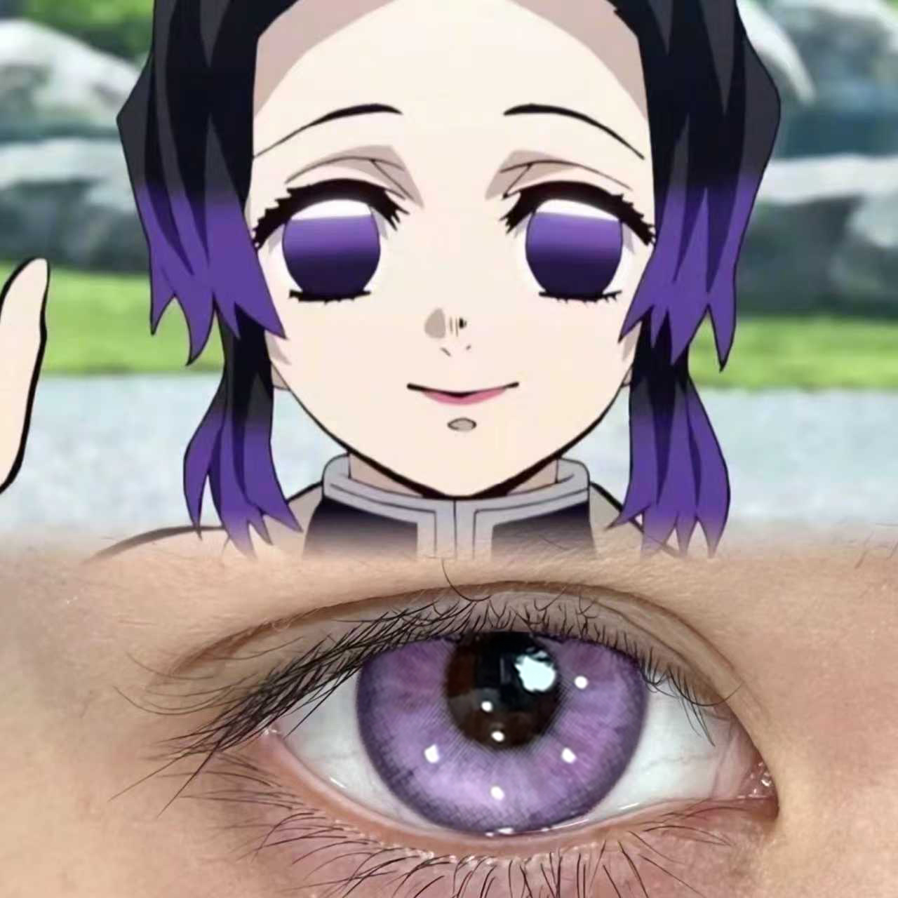 蝴蝶忍cos美瞳鬼灭之刃半年抛灶门炭治郎紫色大直径隐形眼镜8tb