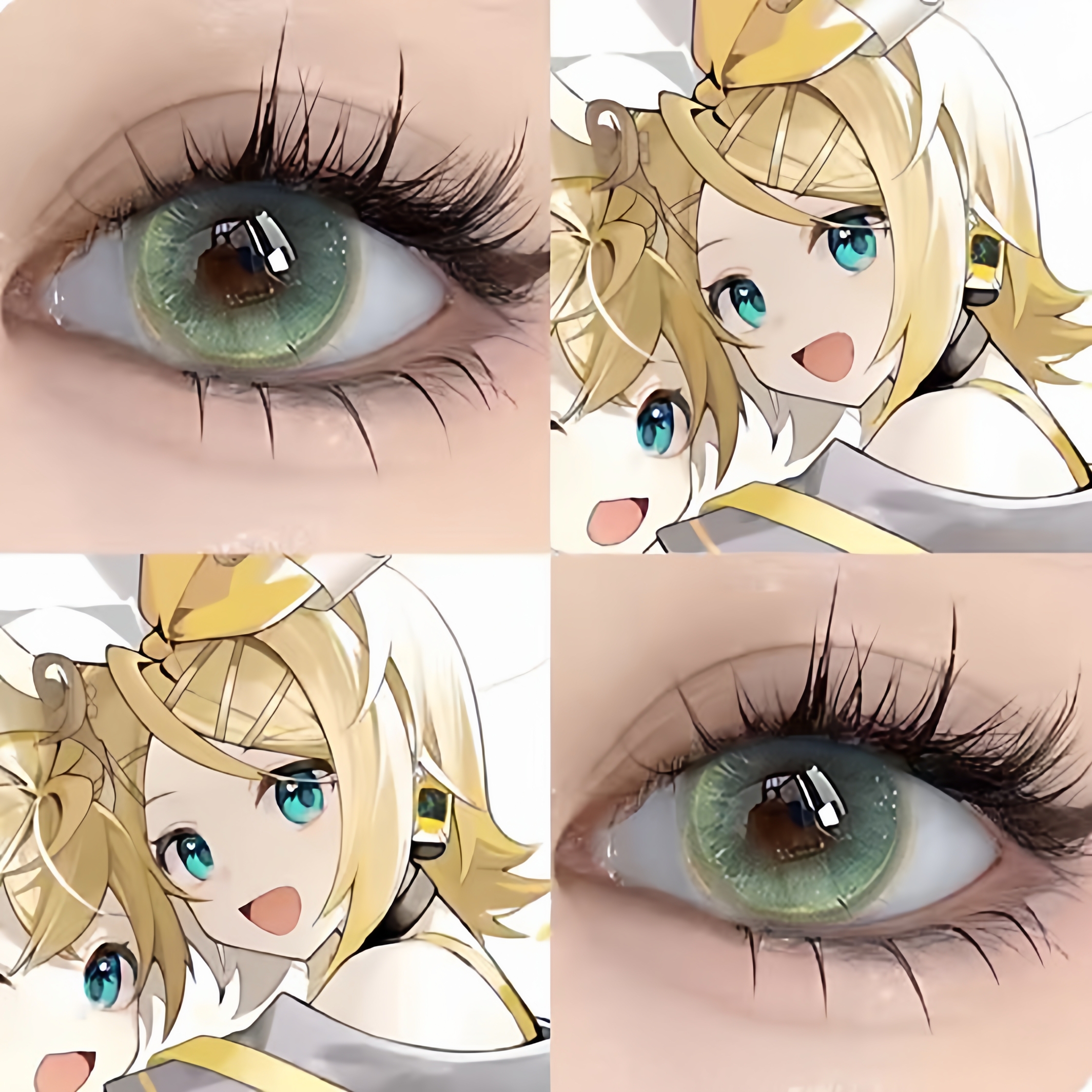 镜音铃cos美瞳蓝绿色大直径显色半年抛混血漫展彩色隐形眼镜6tb