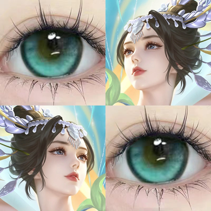 甄姬化雀舞cos美瞳半年抛王者荣耀混血大直径漫展绿色隐形眼镜8ST