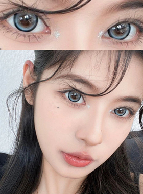 blingaura甜酷洛丽塔蓝色混血美瞳醒醒棕冻梨酥半年抛大直径7ST