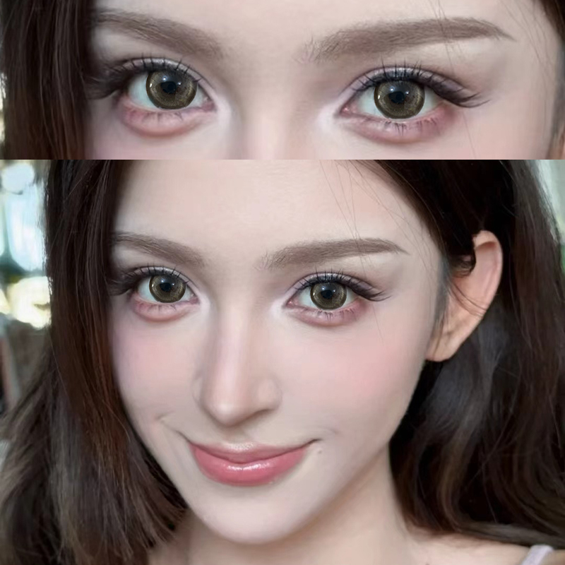 fullygift萤火悬铃木美瞳半年抛混血大直径棕色带度数隐形眼镜8tb
