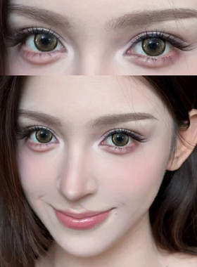 fullygift萤火悬铃木美瞳半年抛混血大直径棕色带度数隐形眼镜8tb