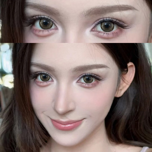 fullygift萤火悬铃木美瞳半年抛混血大直径棕色带度数隐形眼镜8tb
