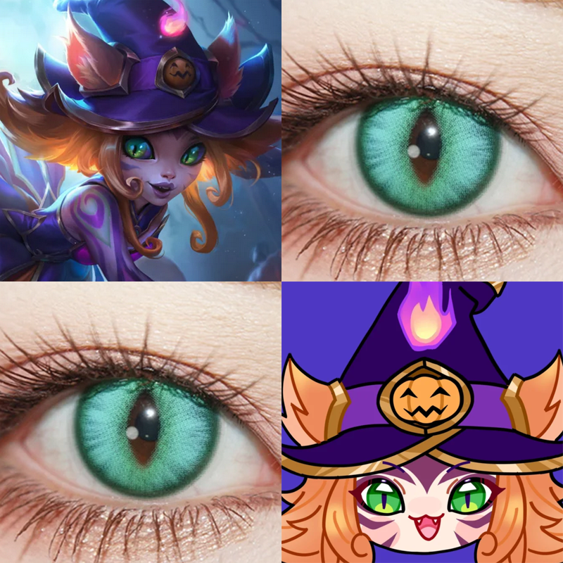 妮蔻cos美瞳半年抛英雄联盟万圣节魅惑女巫绿色隐形眼镜漫展3TB