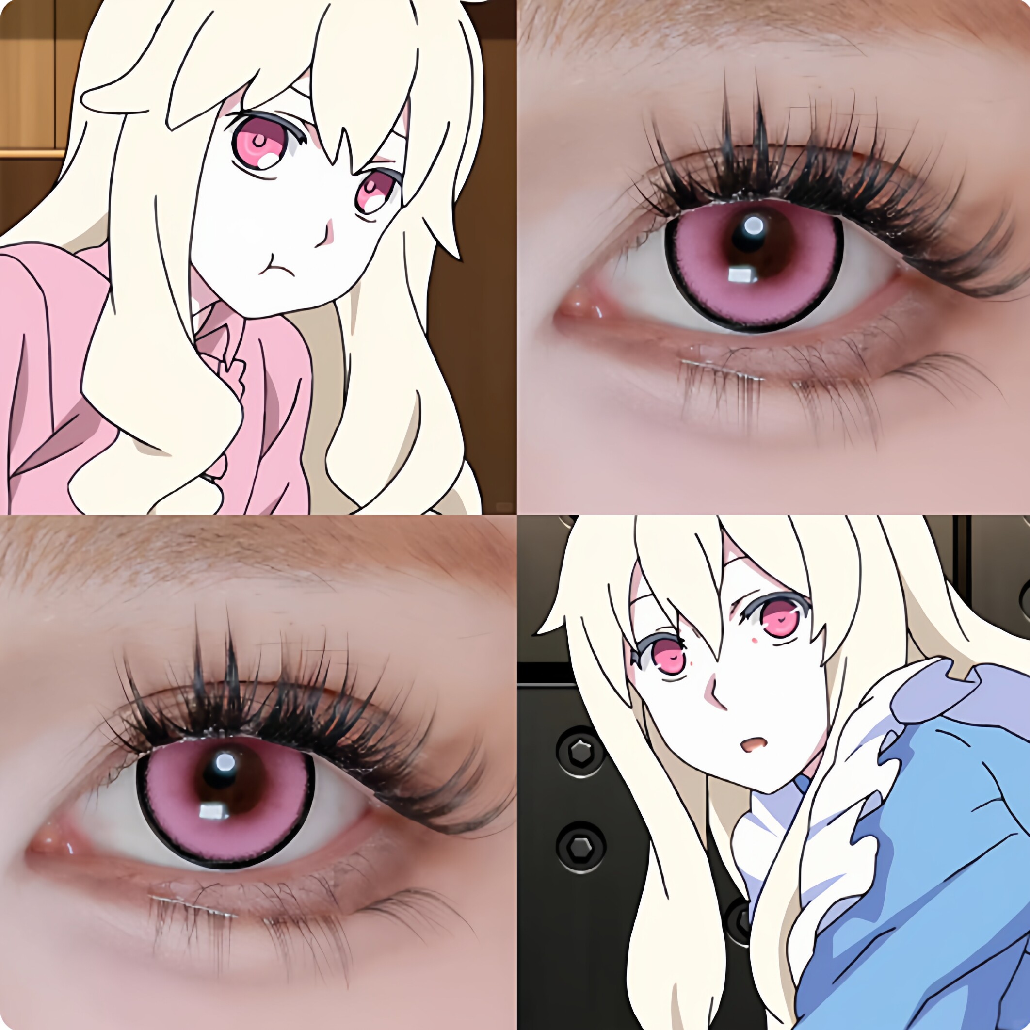 小樱茉莉COS美瞳粉色大直径半年抛两片装彩色隐形眼镜带度数6tb