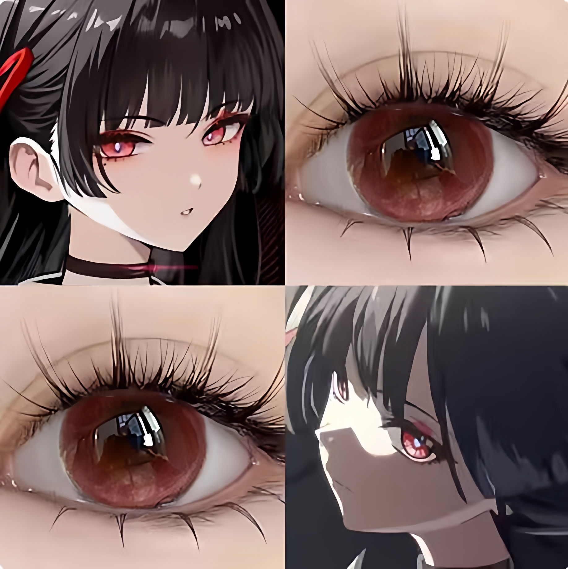 千咲cos美瞳半年抛两片装大小直径玫红色显色彩色隐形眼镜6tb