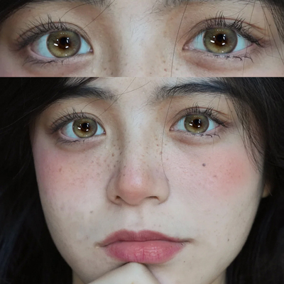 fullygift美瞳沐光椰吻色大眼琥珀亚麻瞳半年抛大直径隐形眼镜7ST