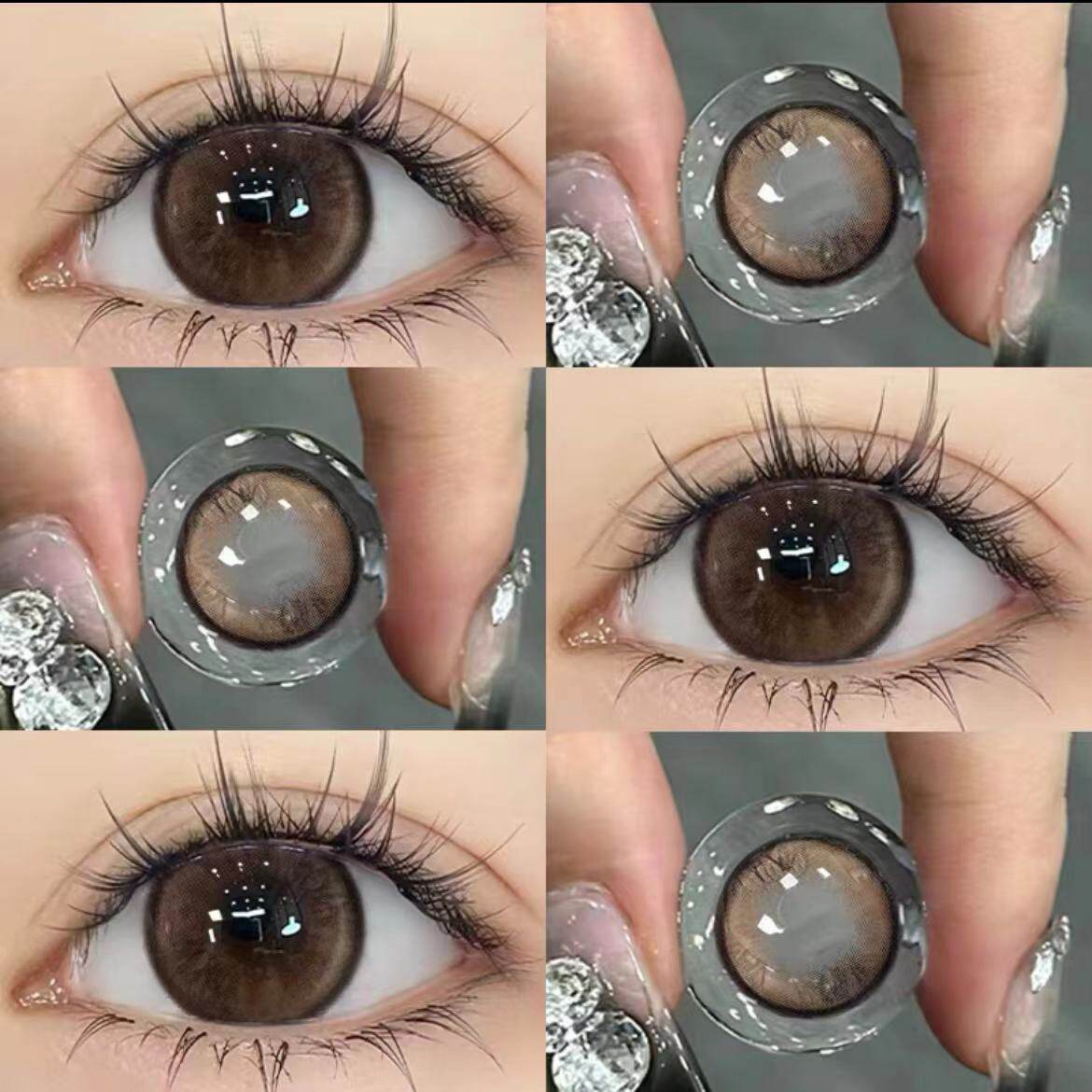 松栗奶油美瞳棕色大直径半年抛两片装年抛彩色隐形眼镜旗舰店6tb