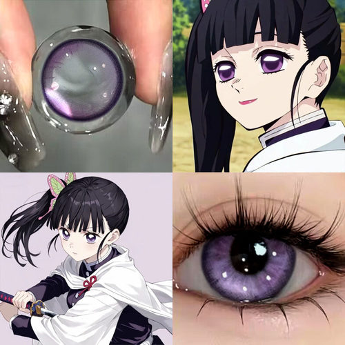 栗花落香奈乎cos美瞳紫色半年抛鬼灭之刃蝴蝶忍显色隐形眼镜7ST