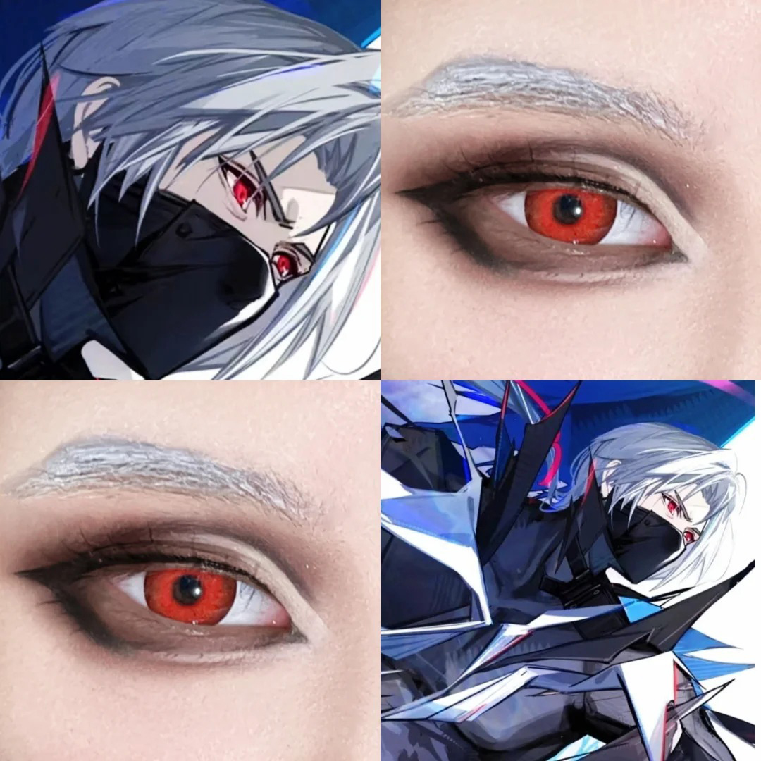 乌尔比安cos美瞳明日方舟半年抛混血大直径红色漫展隐形眼镜8tb