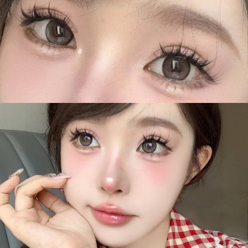 小鹿同款】美瞳鎏金黑半年抛2片大小直径自然黑棕瞳隐形眼镜6tb