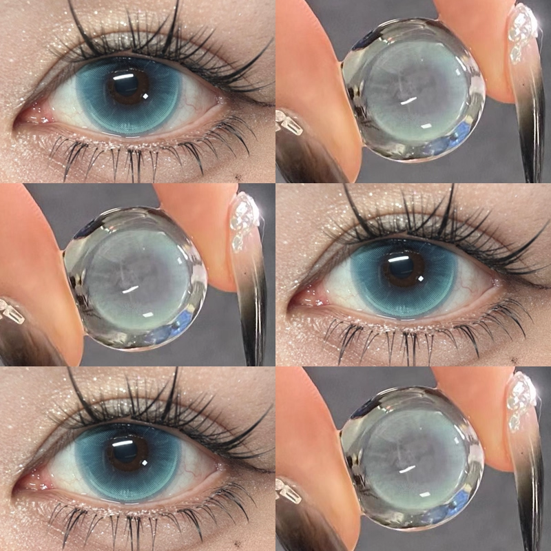 满杯气泡水美瞳日抛10片装蓝色大直径无锁边美瞳隐形眼镜6tb