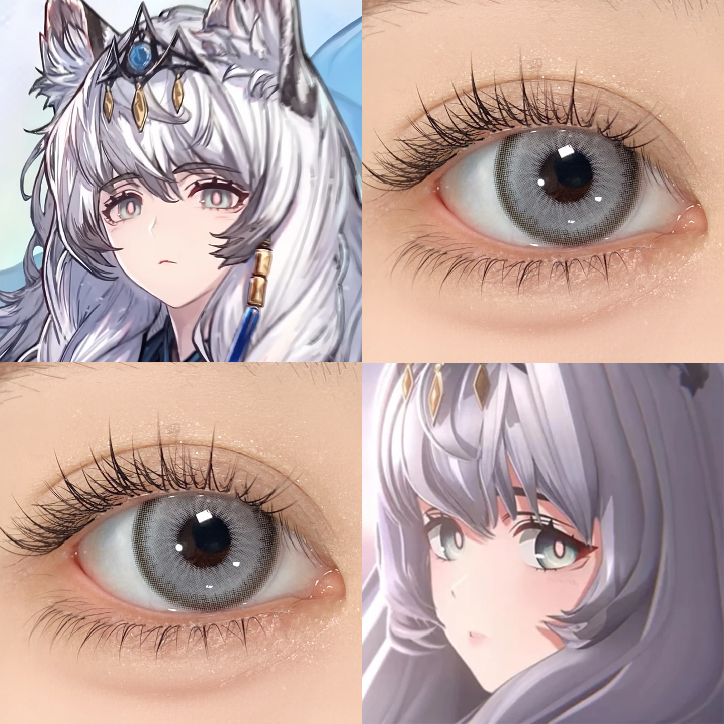 圣聆初雪cos美瞳日半年抛明日方舟歪比巴卜幻雾色冷灰云舞灰舒bs