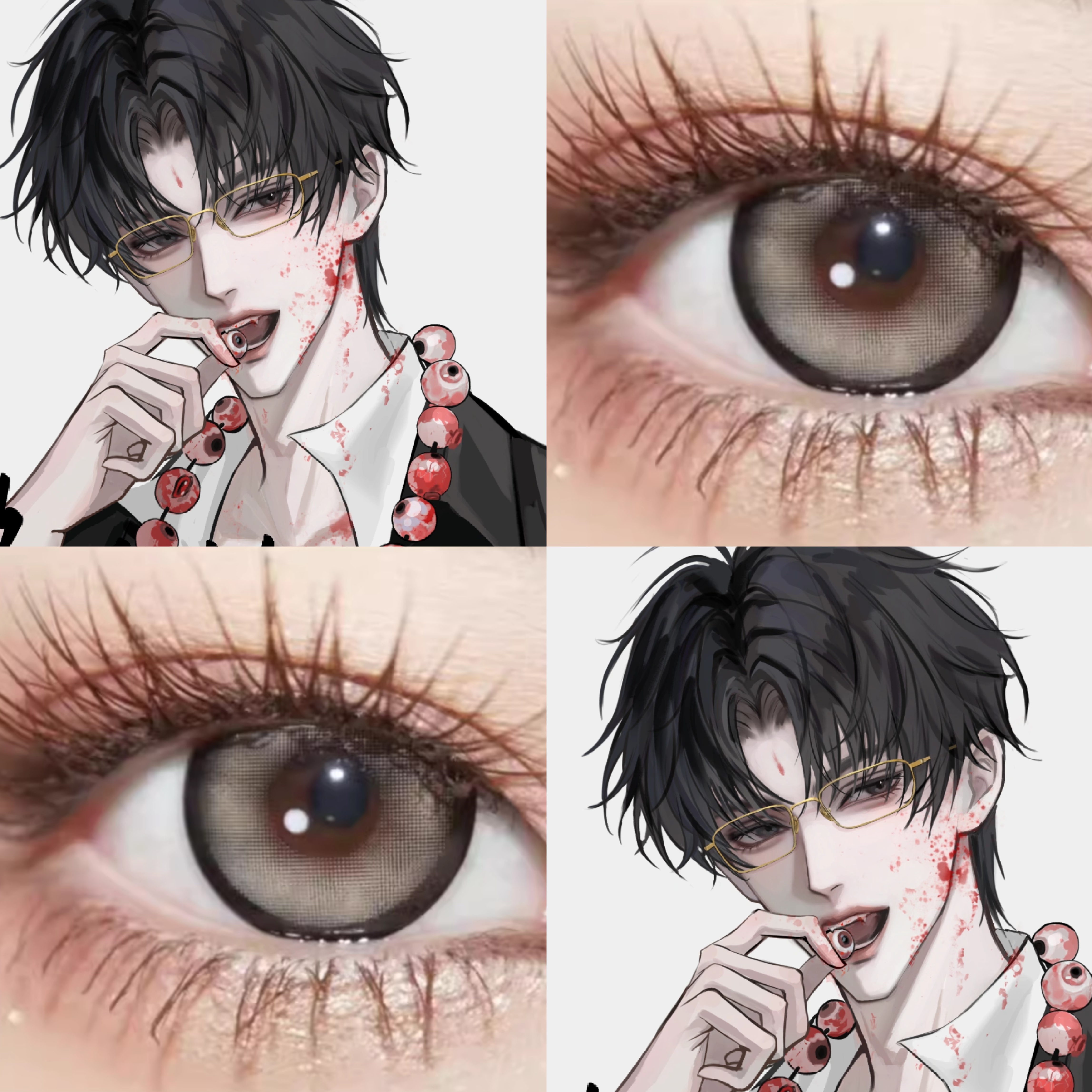 楚天秋cos美瞳日抛十日终焉甜梦娃娃大黑永夜黑夜幕黑显色黑色ah