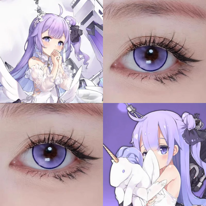 碧蓝航线独角兽cos美瞳桑果气泡酸Q葡萄梦神花园桑葚奶昔显色紫AH