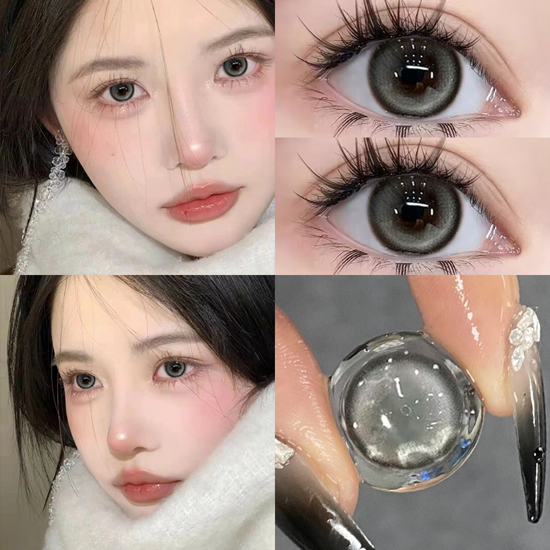 oxv琥珀奶冻灰美瞳日抛十片装大小直径灰色隐形眼镜近视6tb