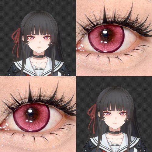 千咲cos美瞳日抛粉色鸣潮女砰砰玫草莓粉血红光环萤火黛粉显贺ah