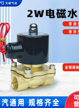 电磁阀水阀2W160-15AC220V常闭DC24V 常开防水电磁控制水管开关阀