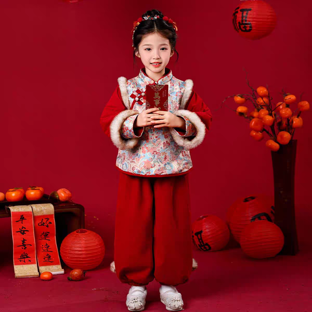 现货【锦绣】SC559女童冬款加绒加厚保暖外套灯笼裤国风拜年服,童装/婴儿装/亲子装,套装,淘宝优惠券,粉丝福利购,淘宝优惠卷