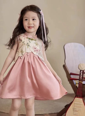 现货【桃夭】 AC698 2025女童夏季国风汉服旗袍新中式裙子儿童