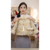 外套拜年服 国风夹棉加厚新中式 梨花 带包包拉链SC865女童冬季