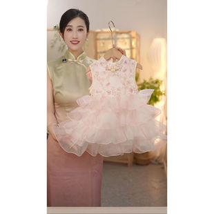 现货【婉约】ZC086女童夏季新中式渐变国风透气清凉旗袍裙