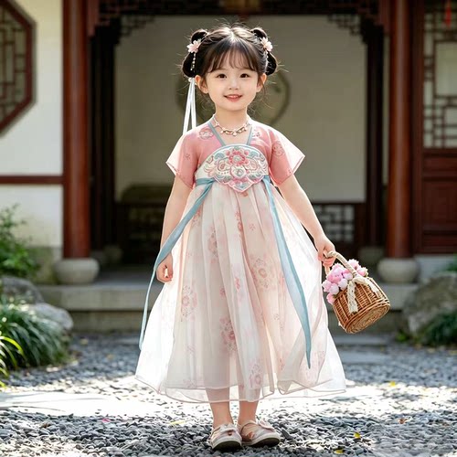【桃烟】ZC066女童夏季新中式国风仙气高端汉服旗袍裙