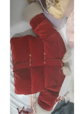 SC704女童冬季新中式加厚棉衣外套加绒牛仔裤国风套装