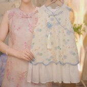 鲤鱼荷花2025新款 新中式 SC407女童夏季 国风旗袍裙 芙蕖