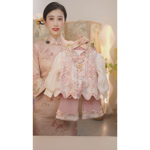 桃花恋 子打底衫 SC625女童2025秋季 马甲裤 国风三件 新中式 现货