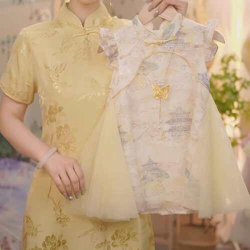 【山河赋】(不带挂饰）SC372女童夏季新中式新款国风旗袍裙