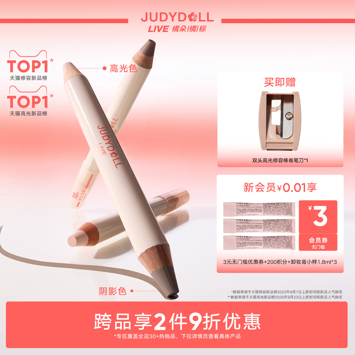 橘朵双头修容笔高光笔提亮哑光